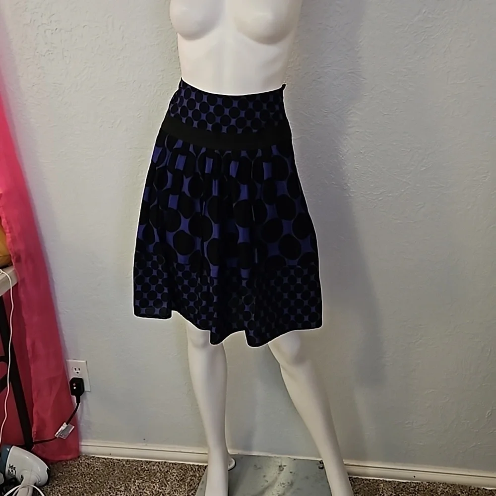 VTG CATO 1990s Purple and Black Polka Dot Pleated Circle Skirt